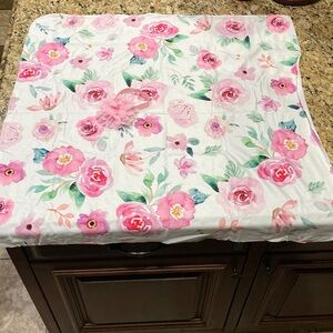 Lightweight Floral Baby Blanket and Headband